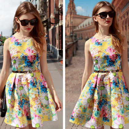 2015 Spring New Printing Sleeveless A-line Dress on Luulla