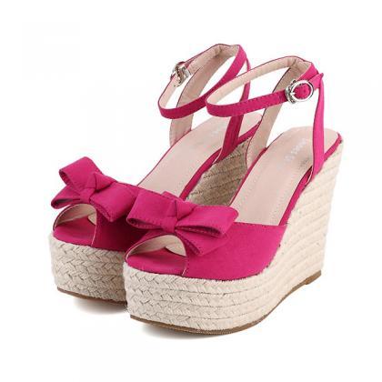 wedges with bow ankle strap