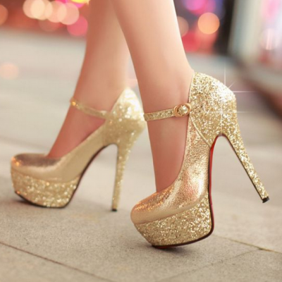 Fine with frosted word type strap high-heeled women high heels