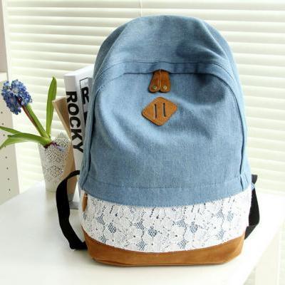 Nice Hollow Blue Lace Backpack