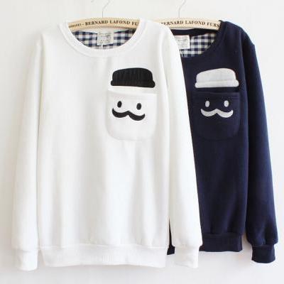 Blue Thickened Cashmere Fashion Doll Head Sweaters