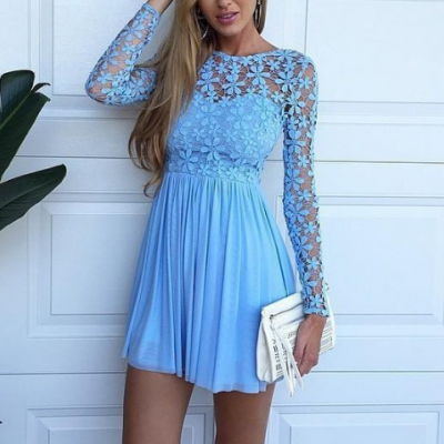 Fashion Sexy Embroidered Long-Sleeved Dress