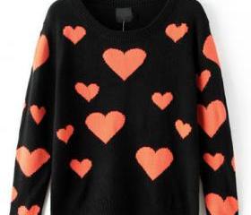 YASMINA HEART PRINT KNIT PULLOVER