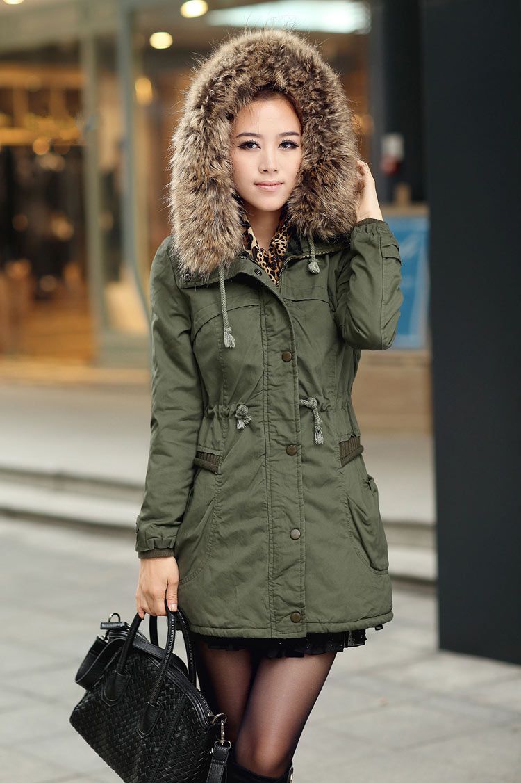 fur hooded parka coat womens