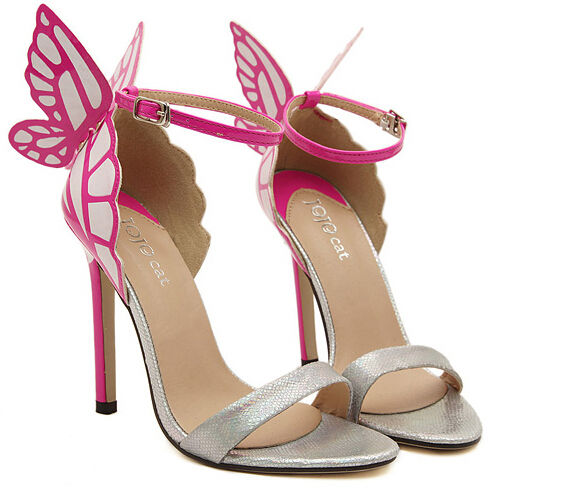 Women Pumps Ladies Beautiful Butterfly High Heels Stilettos Shoes Summer Sandals