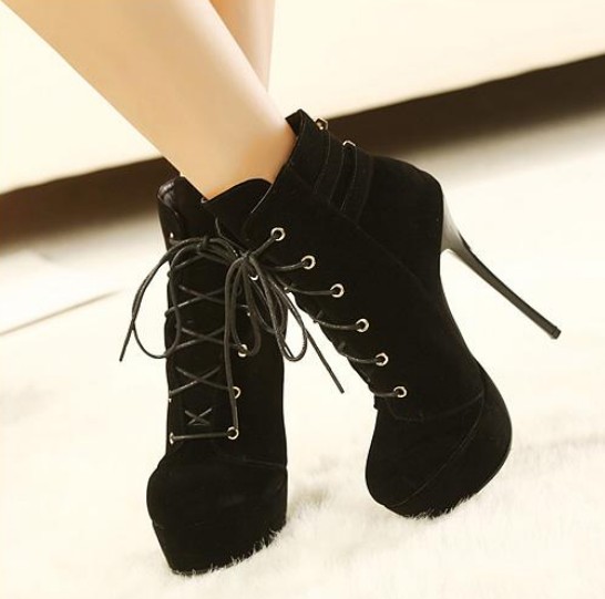 black high heels boots platform