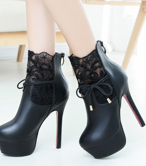 Classy High Heel Fashion Boots With Lace Details on Luulla