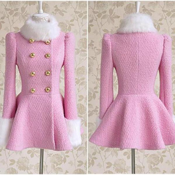 Womens Pink Notch Lapel Wool Wrap Coat | Wrap Coats In Australia