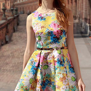 2015 Spring New Printing Sleeveless A-line Dress on Luulla