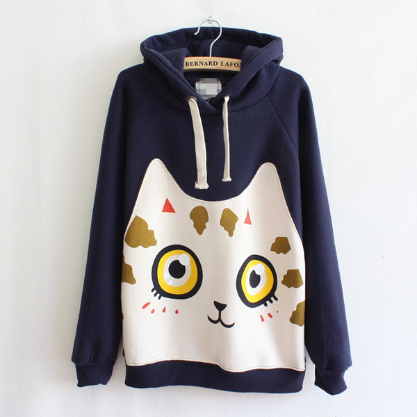 Cats Printing Fashion Hooded Sweater on Luulla