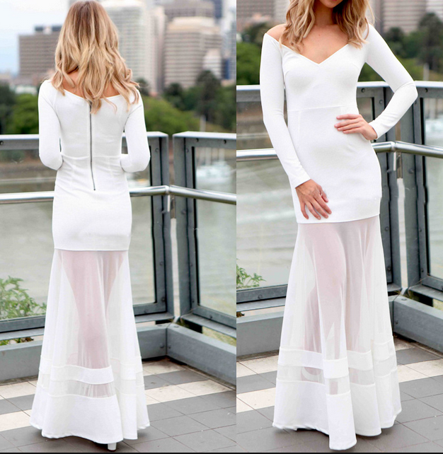 Ladies Fashion Sexy Skirt Gauze Dress Collar Loose Skirt Dress on Luulla