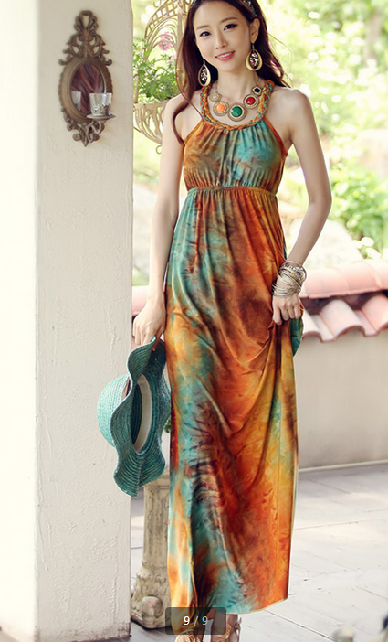 Print Braided Summer Maxi Dress on Luulla
