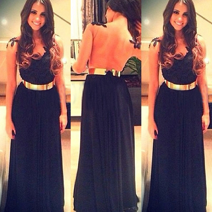 Women Chiffon Bandge Formal Prom Dress Cocktail Ball Evening Party Long