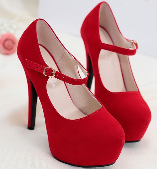 Suede Buckle Design High Heels Shoes In 3 Colors on Luulla