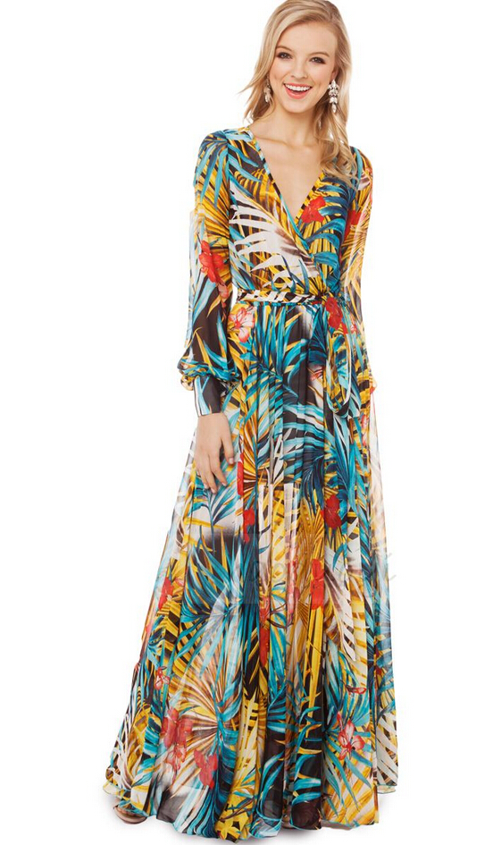 A Tropical Rainforest Flowery Printing Plant Flowers Dress on Luulla