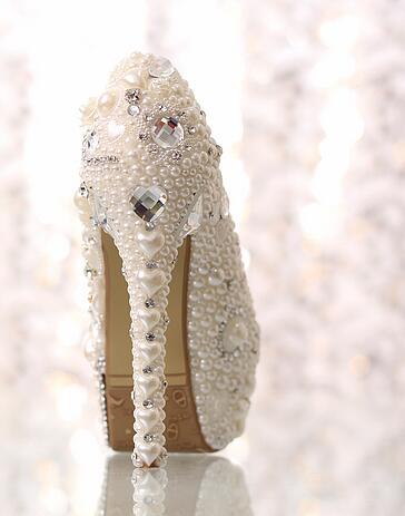Fashion Round Closed Toe Beads Decorated Stiletto Super High Heels ...